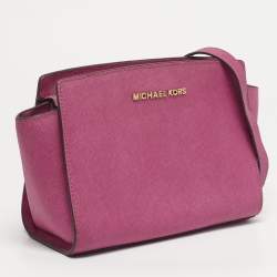 Pre Owned MICHAEL Michael Kors Selma Small Fuchsia Leather Crossbody Bag