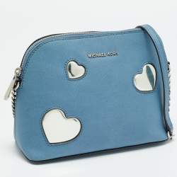 Pre Owned MICHAEL Michael Kors Peek A Boo Dome Blue Leather Crossbody Bag