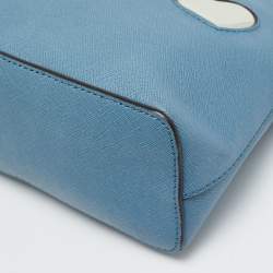 Pre Owned MICHAEL Michael Kors Peek A Boo Dome Blue Leather Crossbody Bag