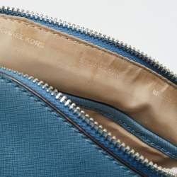 Pre Owned MICHAEL Michael Kors Peek A Boo Dome Blue Leather Crossbody Bag