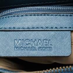 Pre Owned MICHAEL Michael Kors Peek A Boo Dome Blue Leather Crossbody Bag