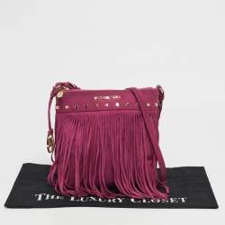Pre Owned MICHAEL Michael Kors Billy Fuchsia Suede Fringe Crossbody Bag