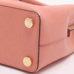 Pre Owned MICHAEL Michael Kors Savannah Small Peach Saffiano Leather Satchel
