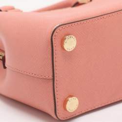 Pre Owned MICHAEL Michael Kors Savannah Small Peach Saffiano Leather Satchel