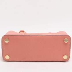 Pre Owned MICHAEL Michael Kors Savannah Small Peach Saffiano Leather Satchel