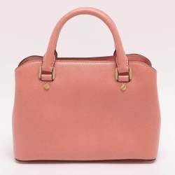 Pre Owned MICHAEL Michael Kors Savannah Small Peach Saffiano Leather Satchel