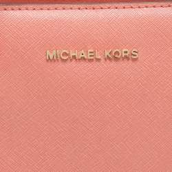 Pre Owned MICHAEL Michael Kors Savannah Small Peach Saffiano Leather Satchel