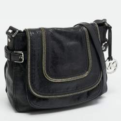 مملوكة مسبقًا MICHAEL Michael Kors Naomi Large Black Leather Crossbody Bag