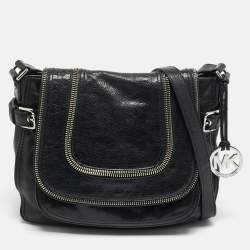 مملوكة مسبقًا MICHAEL Michael Kors Naomi Large Black Leather Crossbody Bag