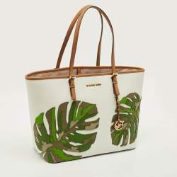 Pre Owned حقيبة يد مايكل مايكل كورس جت ست جلد كبيرة للسفر