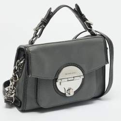 Pre Owned حقيبة مايكل مايكل كورس مارجوت جلد رمادي/أسود بمقبض علوي