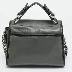 Pre Owned حقيبة مايكل مايكل كورس مارجوت جلد رمادي/أسود بمقبض علوي