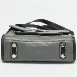 Pre Owned حقيبة مايكل مايكل كورس مارجوت جلد رمادي/أسود بمقبض علوي