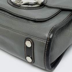 Pre Owned حقيبة مايكل مايكل كورس مارجوت جلد رمادي/أسود بمقبض علوي