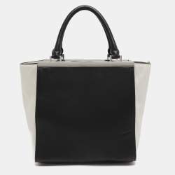 Pre Owned MICHAEL Michael Kors Lana Black/White Leather Shopper Tote