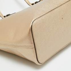 مملوكة مسبقًا حقيبة يد مايكل مايكل كورس جت ست ترافل جلد ذهبي شاحب