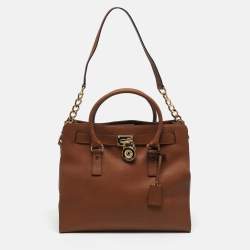 Pre Owned MICHAEL Michael Kors Hamilton Large Brown Saffiano Leather North South Tote