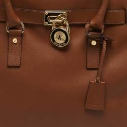 Pre Owned MICHAEL Michael Kors Hamilton Large Brown Saffiano Leather North South Tote
