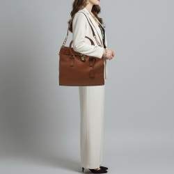 Pre Owned MICHAEL Michael Kors Hamilton Large Brown Saffiano Leather North South Tote