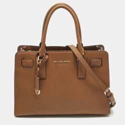 Pre Owned MICHAEL Michael Kors East West Dillon Medium Brown Saffiano Leather Tote