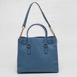 Pre Owned حقيبة يد مايكل مايكل كورس هاميلتون نورث ساوث جلد سفينو زرقاء كبيرة