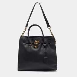 Pre Owned MICHAEL Michael Kors Hamilton Large Black Leather North South Tote
