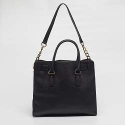 Pre Owned حقيبة يد مايكل مايكل كورس هاميلتون جلد أسود كبيرة شمال جنوب