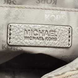 Pre Owned MICHAEL Michael Kors Jet Set Grey Signature Canvas and Leather Tote