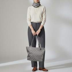 Pre Owned MICHAEL Michael Kors Jet Set Grey Signature Canvas and Leather Tote