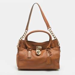 Pre Owned MICHAEL Michael Kors Hamilton East West Medium Brown Leather Tote