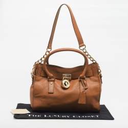 Pre Owned MICHAEL Michael Kors Hamilton East West Medium Brown Leather Tote