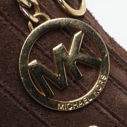 Pre Owned MICHAEL Michael Kors Pressley Brown Suede Shoulder Bag