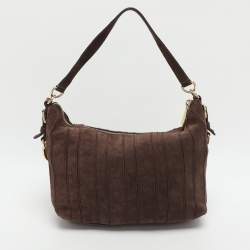 Pre Owned MICHAEL Michael Kors Pressley Brown Suede Shoulder Bag