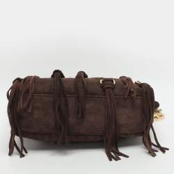 Pre Owned MICHAEL Michael Kors Pressley Brown Suede Shoulder Bag