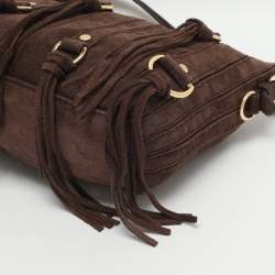 Pre Owned MICHAEL Michael Kors Pressley Brown Suede Shoulder Bag