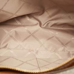 Pre Owned حقيبة يد مايكل مايكل كورس روبي قماش مغطى بطبعة الشعار أبيض/بني وجلدي