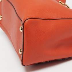 Pre Owned MICHAEL Michael Kors Cynthia Medium Orange Leather Satchel