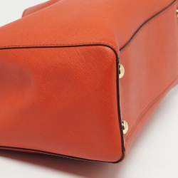 Pre Owned MICHAEL Michael Kors Cynthia Medium Orange Leather Satchel