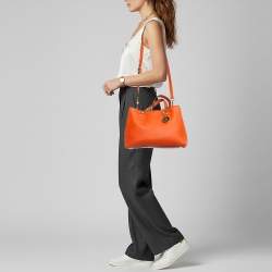 Pre Owned MICHAEL Michael Kors Cynthia Medium Orange Leather Satchel