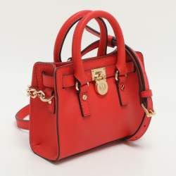 مملوكة  مسبقًا MICHAEL Michael Kors Hamilton Mini Orange Saffiano Leather Crossbody Bag