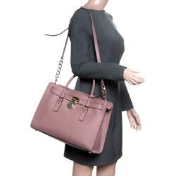 Michael Michael Kors Pale Pink Leather East West Hamilton Top Handle Bag
