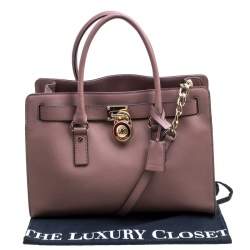 Michael Michael Kors Pale Pink Leather East West Hamilton Top Handle Bag
