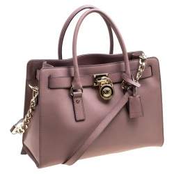 Michael Michael Kors Pale Pink Leather East West Hamilton Top Handle Bag
