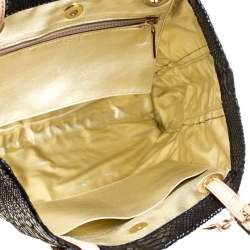 Pre Owned Michael Michael Kors Black Python Embossed Leather Tote