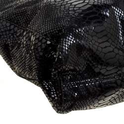 Pre Owned Michael Michael Kors Black Python Embossed Leather Tote