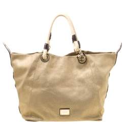 Pre Owned Michael Michael Kors Metallic Gold Canvas Large Marina Tote 