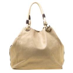 Pre Owned Michael Michael Kors Metallic Gold Canvas Large Marina Tote 