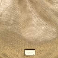 Pre Owned Michael Michael Kors Metallic Gold Canvas Large Marina Tote 