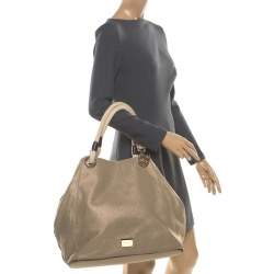 Pre Owned Michael Michael Kors Metallic Gold Canvas Large Marina Tote 