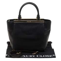 Pre Owned Michael Michael Kors Black Leather Top Handle Bag